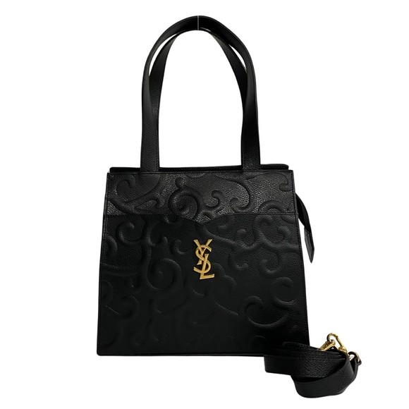 Yves Saint Laurent Ysl Shoulder Bag Leather Black - Picture 1 of 9